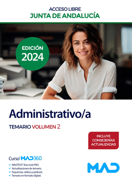 ADMINISTRATIVO /A 2024 JUNTA DE ANDALUCIA TEMARIO VOL 02